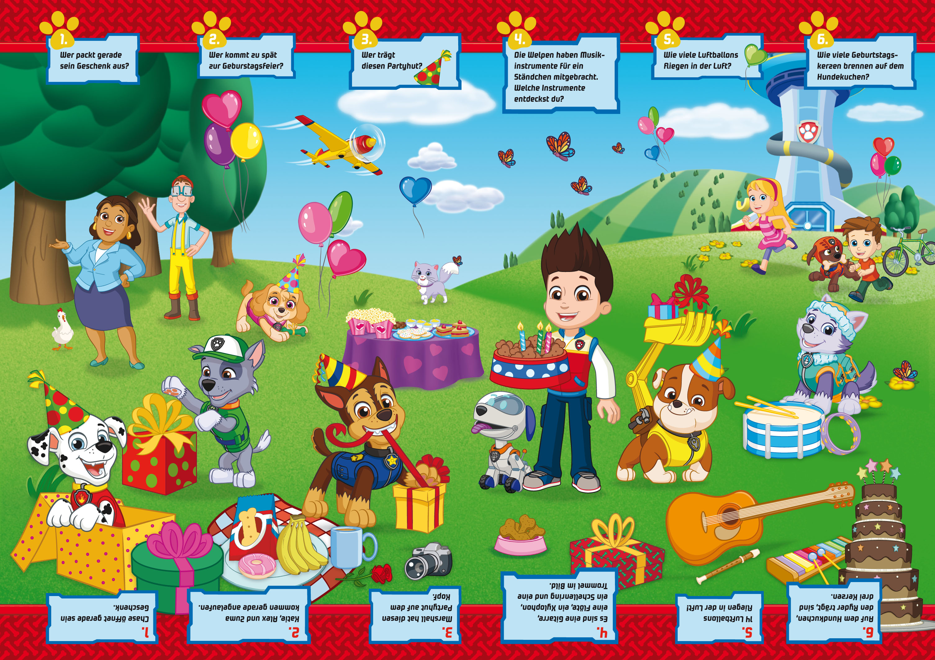 Beispielinhalt (Bild) PAW Patrol Wimmelbuch. Mit Rätselspaß