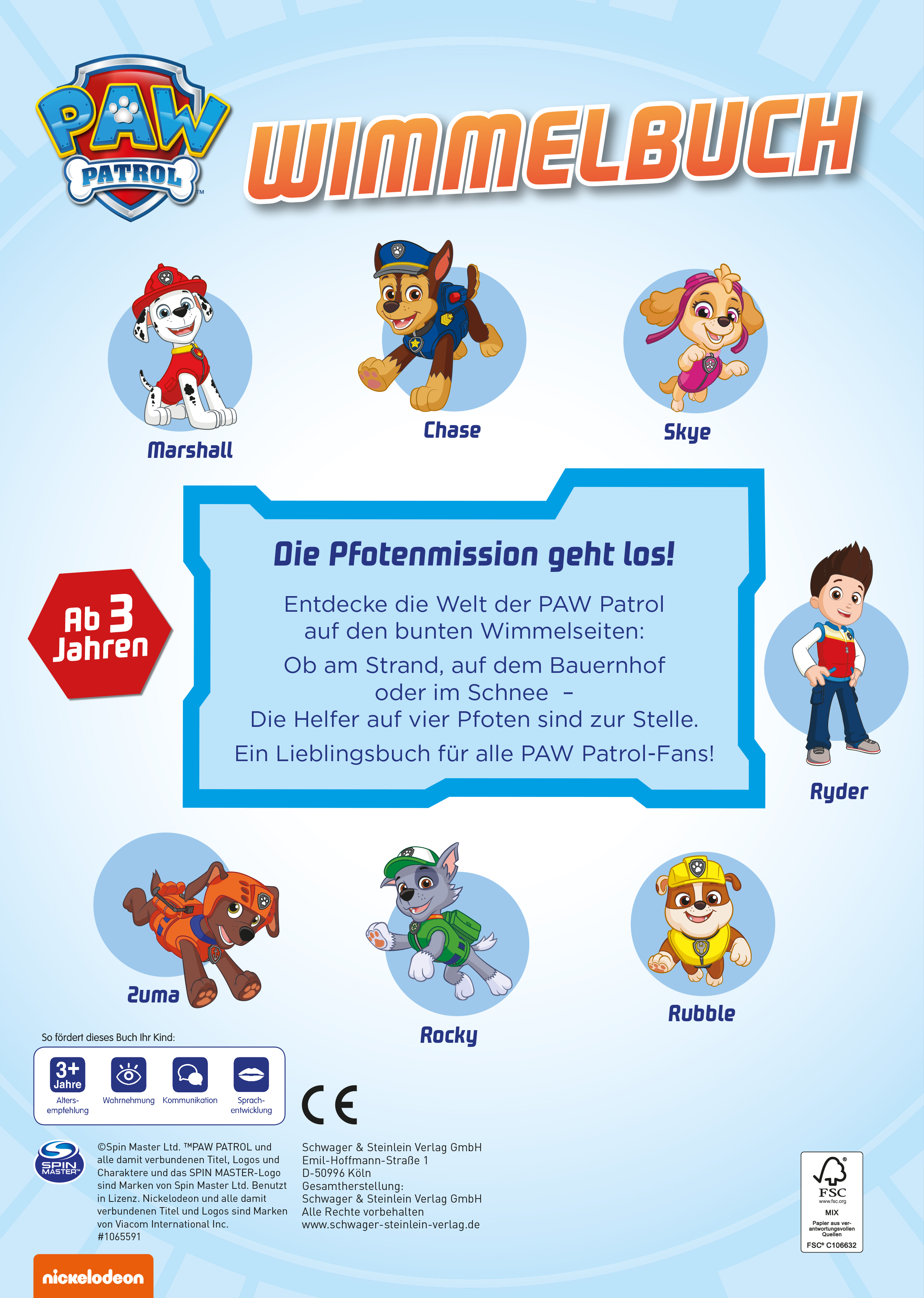 Rückseitencover PAW Patrol Wimmelbuch. Mit Rätselspaß