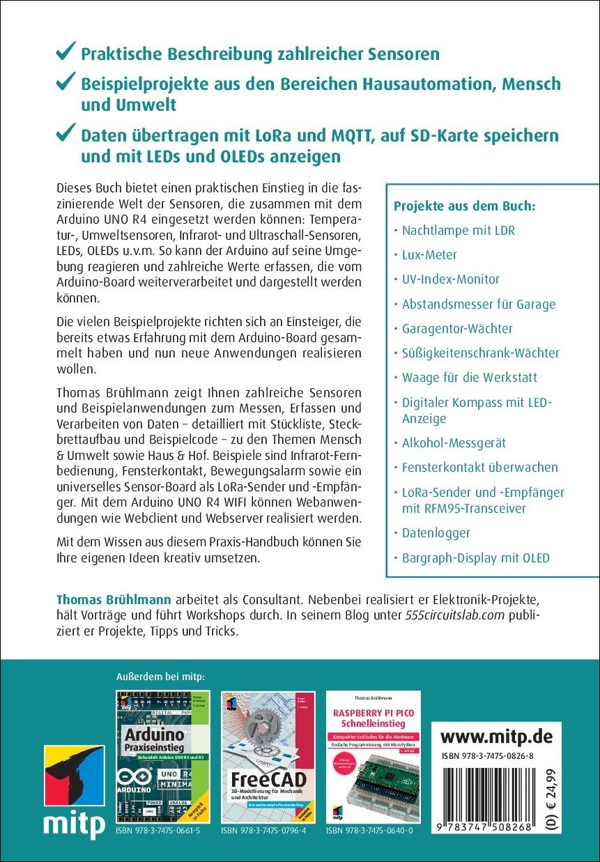 Rückseitencover Sensoren mit Arduino