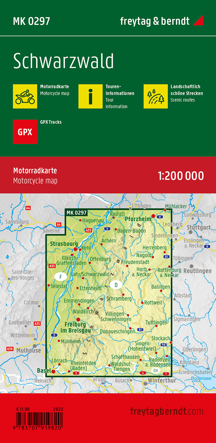 Rückseitencover Schwarzwald, Motorradkarte 1:200.000, freytag & berndt