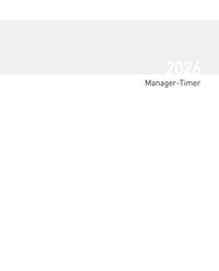 Vorderes Coverbild Buchkalender Manager-Timer Einlage 2026