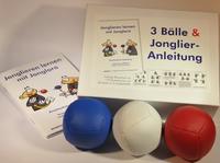 Vorderes Coverbild 3 Bälle & Jonglier-Anleitung (blau, weiß, rot)