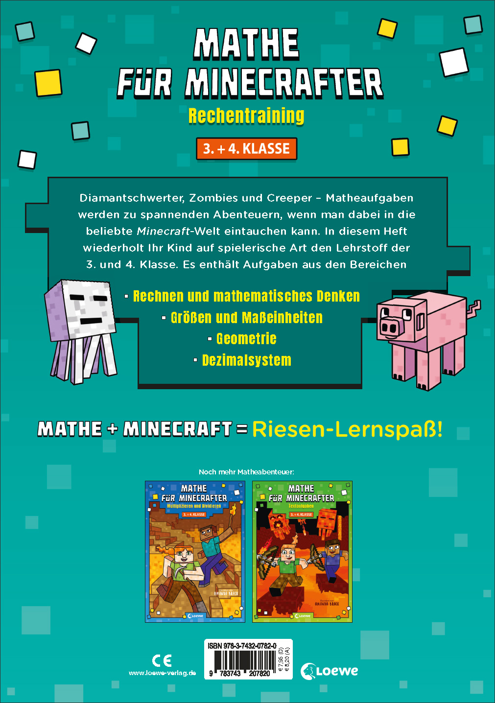 Rückseitencover Mathe für Minecrafter - Rechentraining