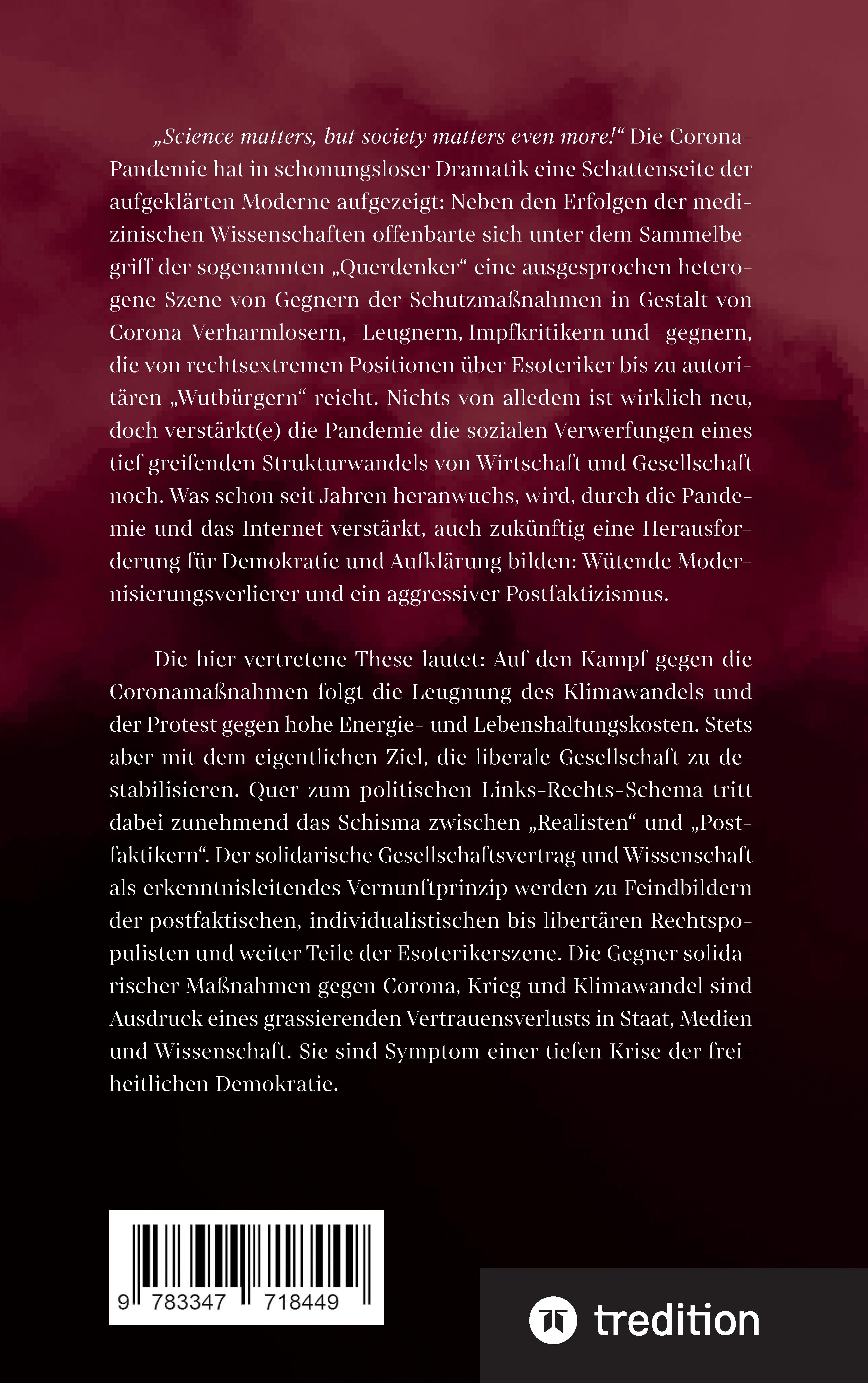 Rückseitencover „Querdenker“ und Postfaktiker