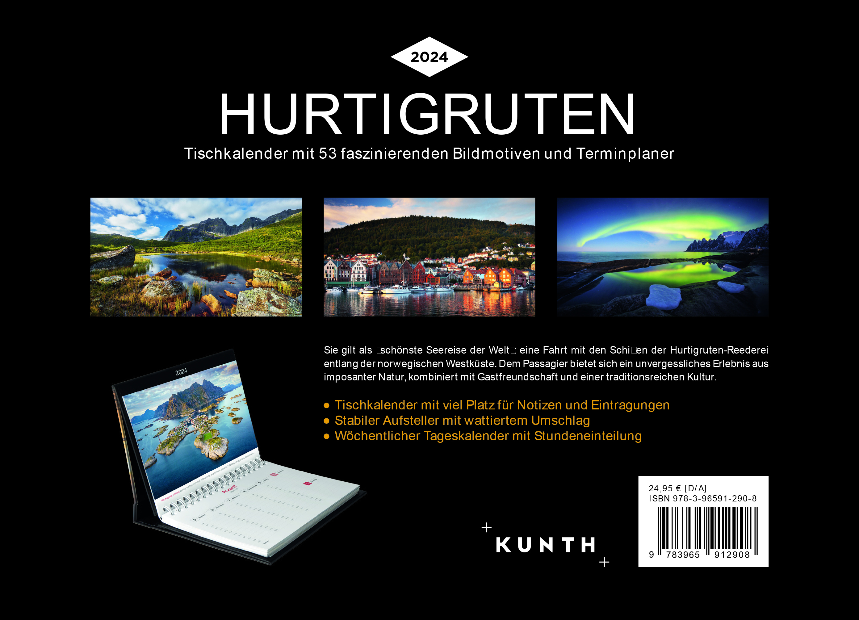 Rückseitencover Hurtigruten - KUNTH Tischkalender 2024