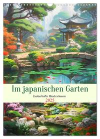 Vorderes Coverbild Im japanischen Garten. Zauberhafte Illustrationen (Wandkalender 2025 DIN A3 hoch), CALVENDO Monatskalender