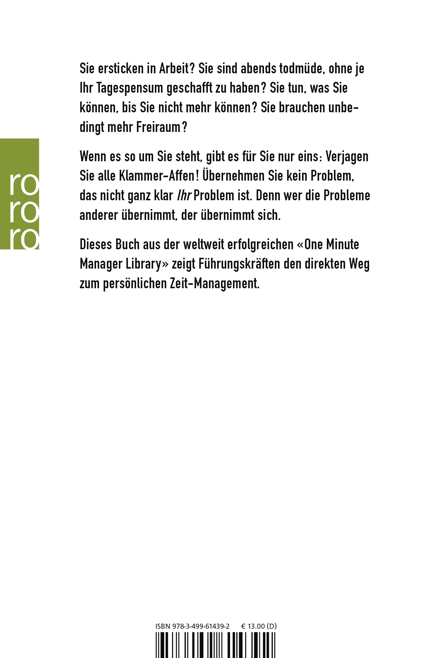 Rückseitencover Der Minuten Manager und der Klammer-Affe