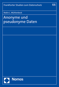 Vorderes Coverbild Anonyme und pseudonyme Daten