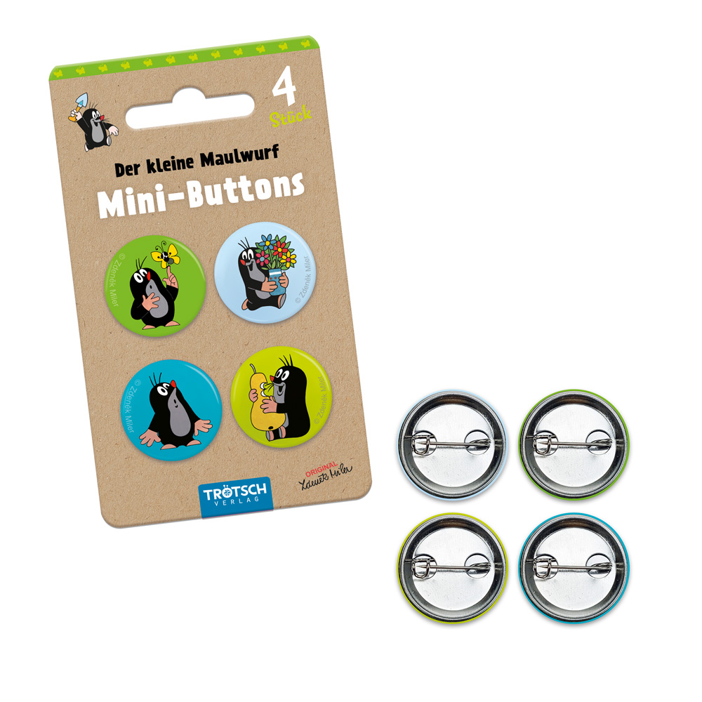 Beispielinhalt (Bild) TRÖTSCH - Der kleine Maulwurf Mini-Buttons 4er Set Maulwurf | Ab 3 Jahren