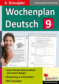 Vorderes Coverbild Wochenplan Deutsch / Klasse 9