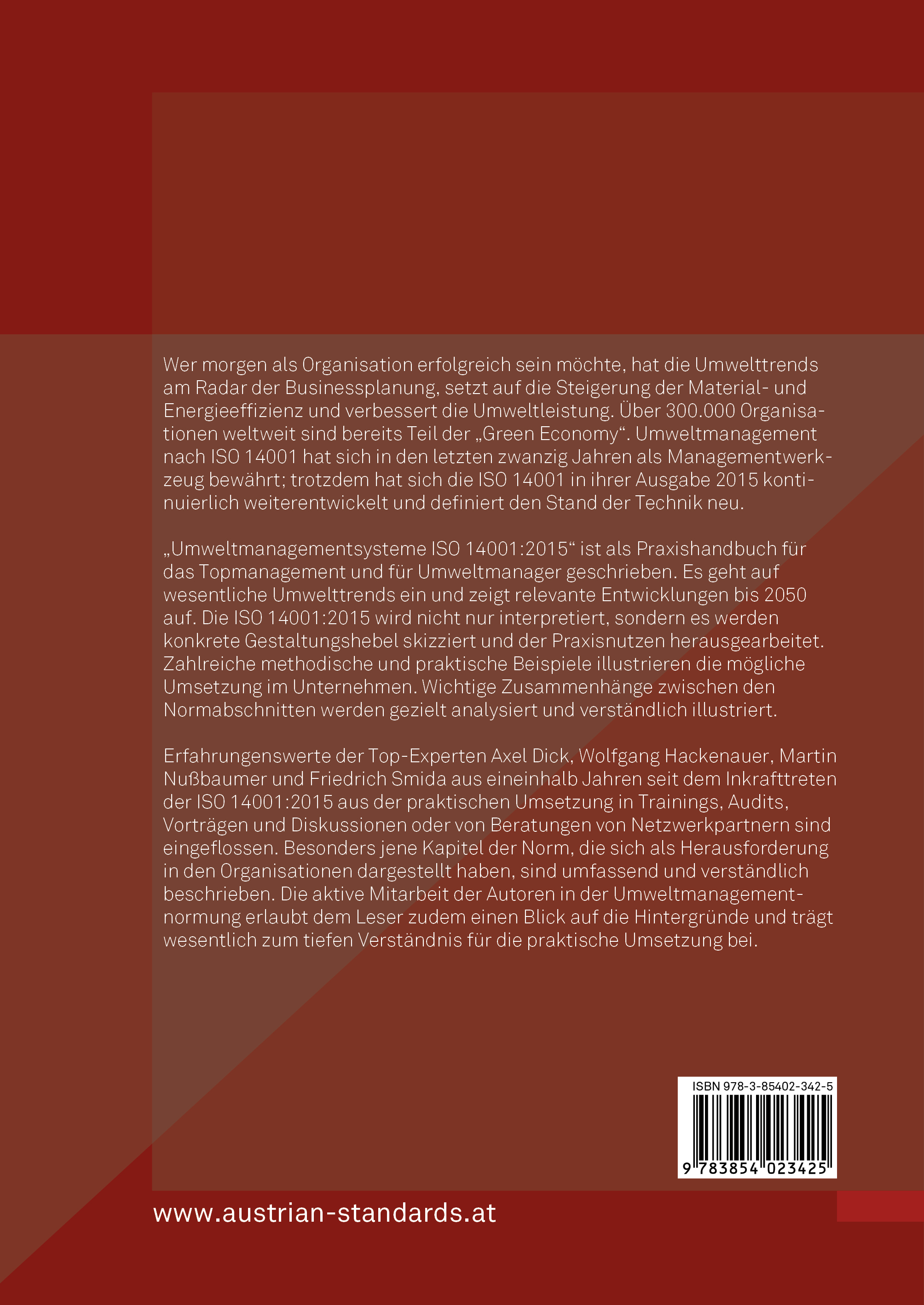 Rückseitencover Umweltmanagementsysteme ISO 14001:2015