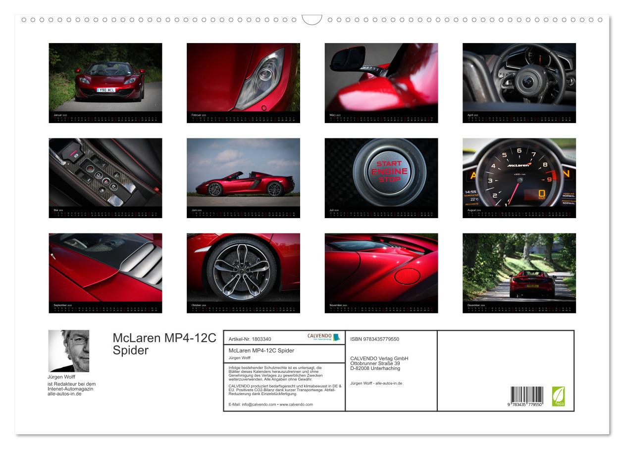 Beispielinhalt (Bild) McLaren MP4-12C Spider (Wandkalender 2025 DIN A2 quer), CALVENDO Monatskalender