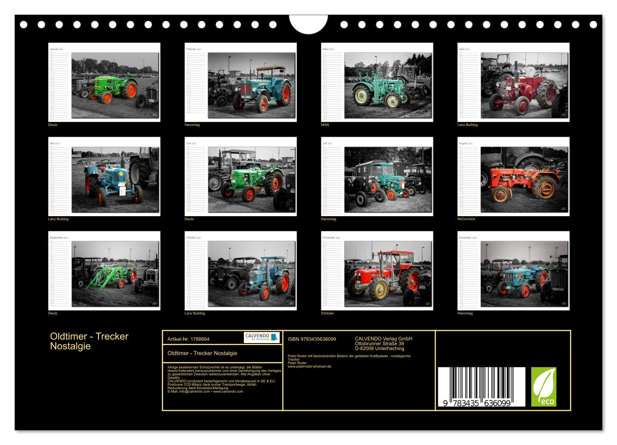 Beispielinhalt (Bild) Oldtimer - Trecker Nostalgie (Wandkalender 2025 DIN A4 quer), CALVENDO Monatskalender