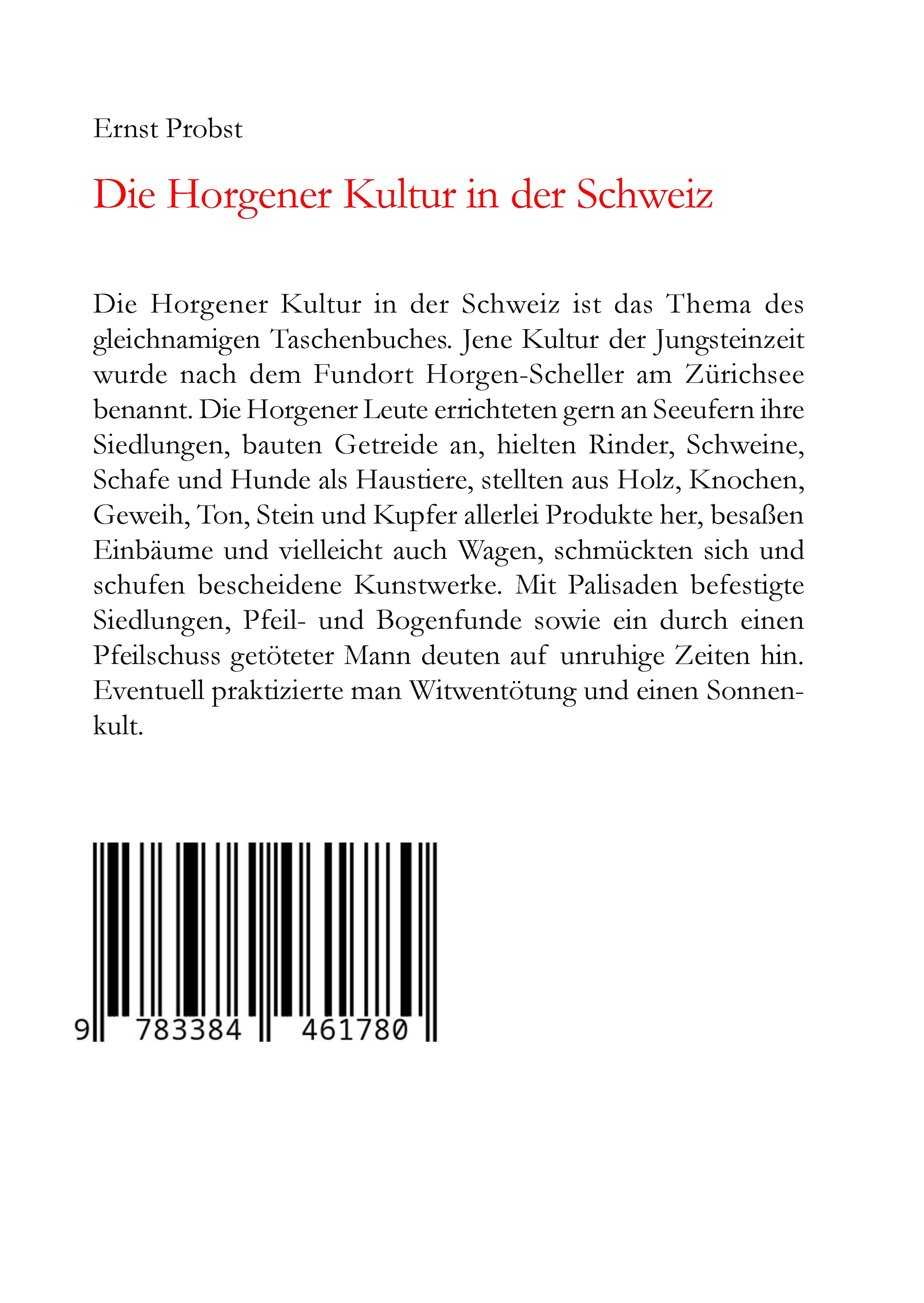 Rückseitencover Die Horgener Kultur in der Schweiz