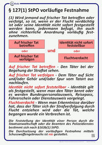 Vorderes Coverbild Lehrtafel § 127(1) StPO vorläufige Festnahme