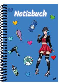 Vorderes Coverbild A 5 Notizbuch Manga Enora, blau, blanko