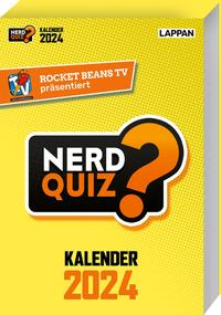 Vorderes Coverbild Rocket Beans TV – Nerd Quiz-Kalender 2024 mit Fragen rund um Games, Filme und Popkultur