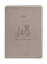 Vorderes Coverbild Terminplaner Lederlook 2026 Taupe