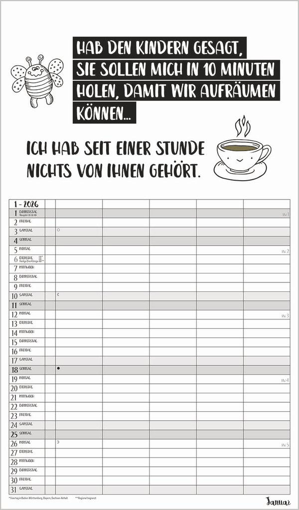 Beispielinhalt (Bild) Visual Words Familienplaner 2026