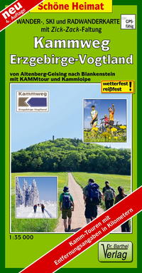 Vorderes Coverbild Wander-, Ski- und Radwanderkarte Kammweg Erzgebirge-Vogtland