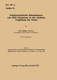 Vorderes Coverbild Galaktozentrische Bahnelemente von 1026 Fixsternen in der nächsten Umgebung der Sonne