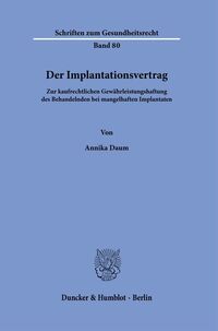 Vorderes Coverbild Der Implantationsvertrag
