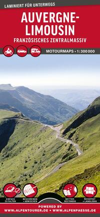 Vorderes Coverbild MoTourMaps Auvergne-Limousin Auto- und Motorradkarte 1:300.000