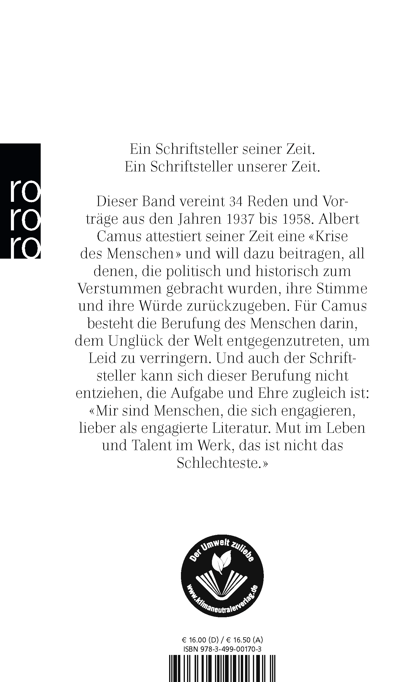 Rückseitencover Vorträge und Reden