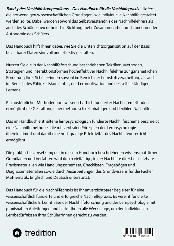 Rückseitencover Das Nachhilfekompendium Band 3 - Das Handbuch für die Nachhilfepraxis