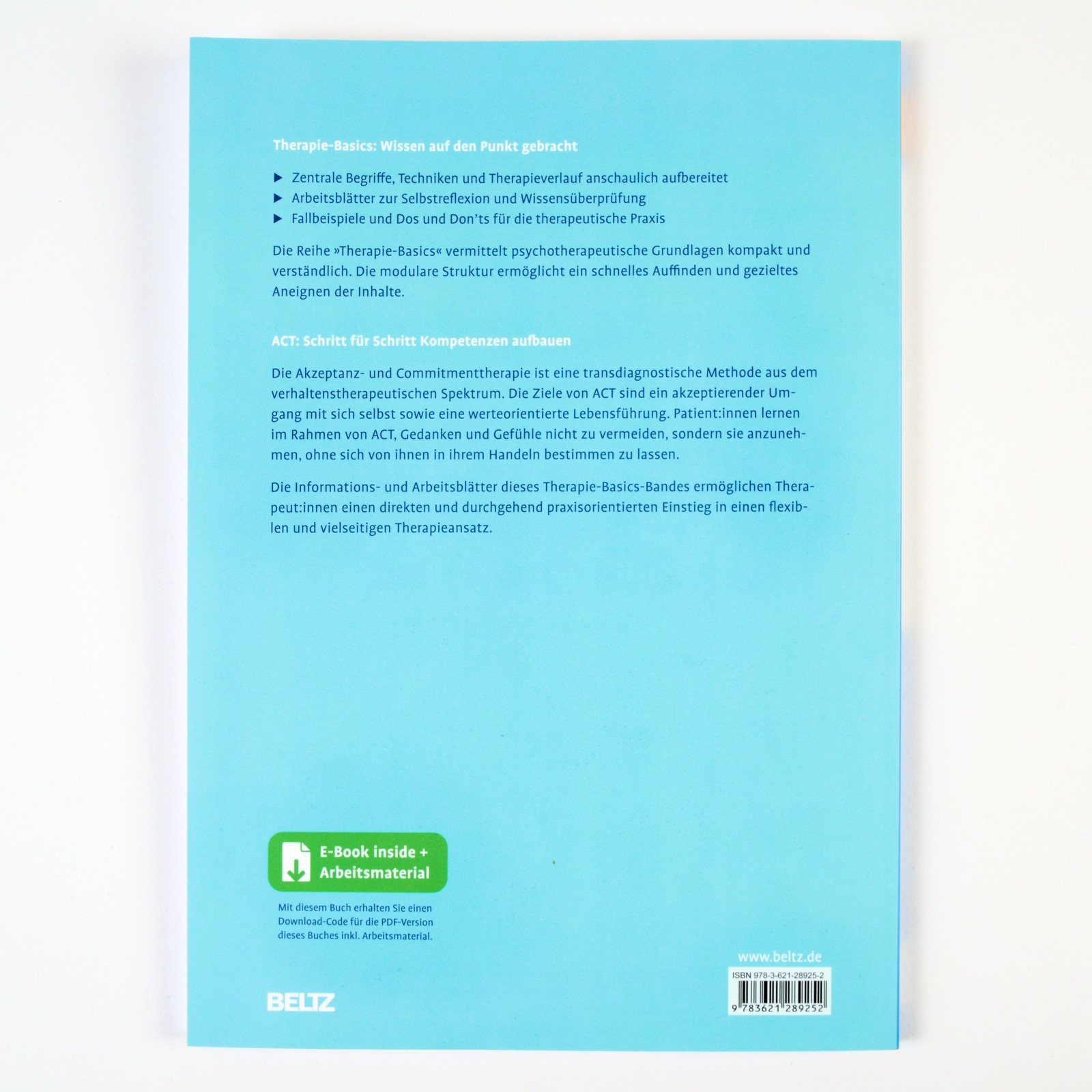 Rückseitencover Therapie-Basics Akzeptanz- und Commitmenttherapie (ACT)
