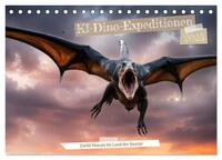 Vorderes Coverbild KI-Dino-Expeditionen Zwölf Monate im Land der Saurier (Tischkalender 2025 DIN A5 quer), CALVENDO Monatskalender