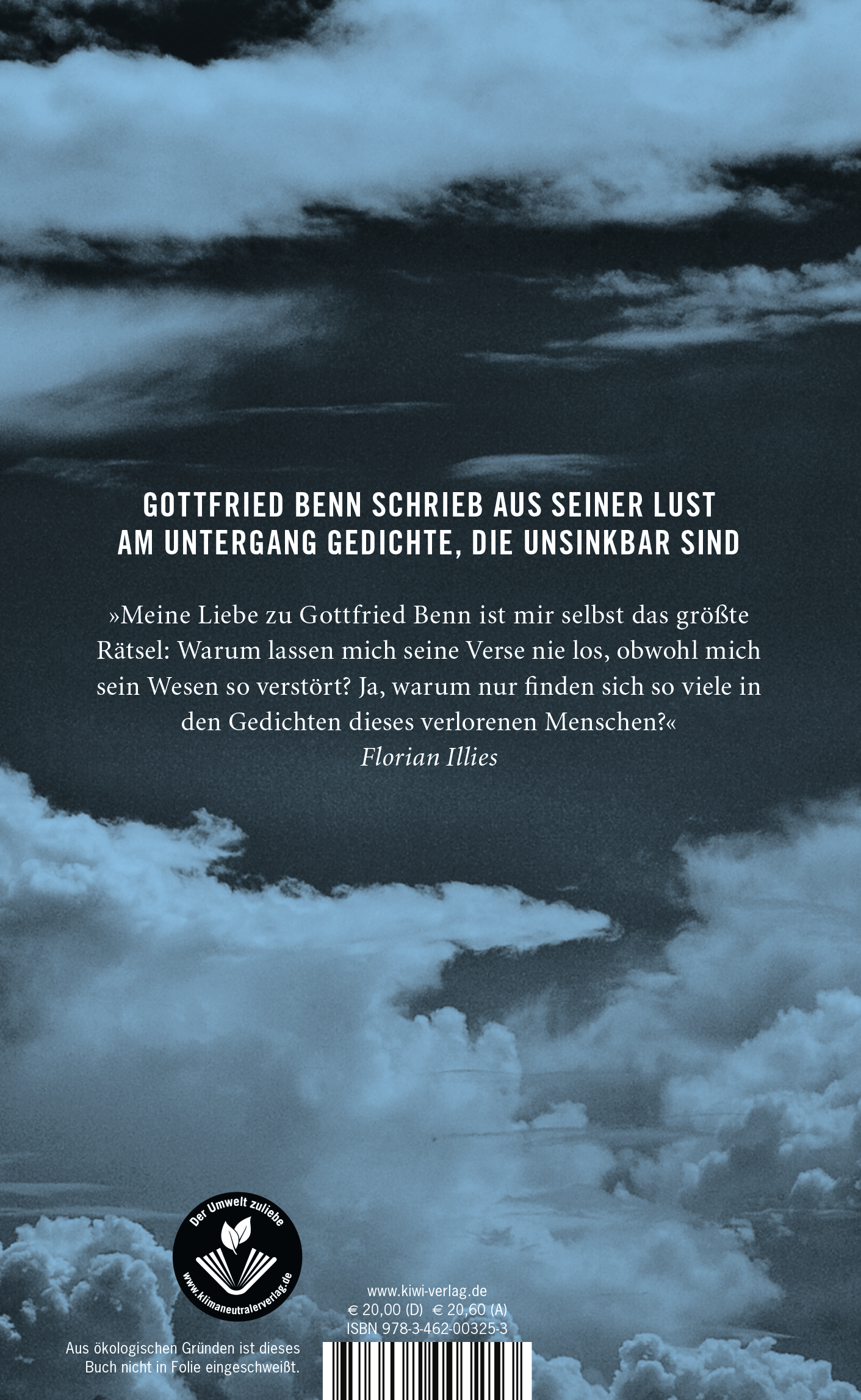 Rückseitencover Florian Illies über Gottfried Benn