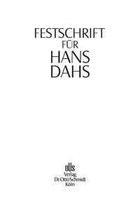 Vorderes Coverbild Festschrift für Hans Dahs