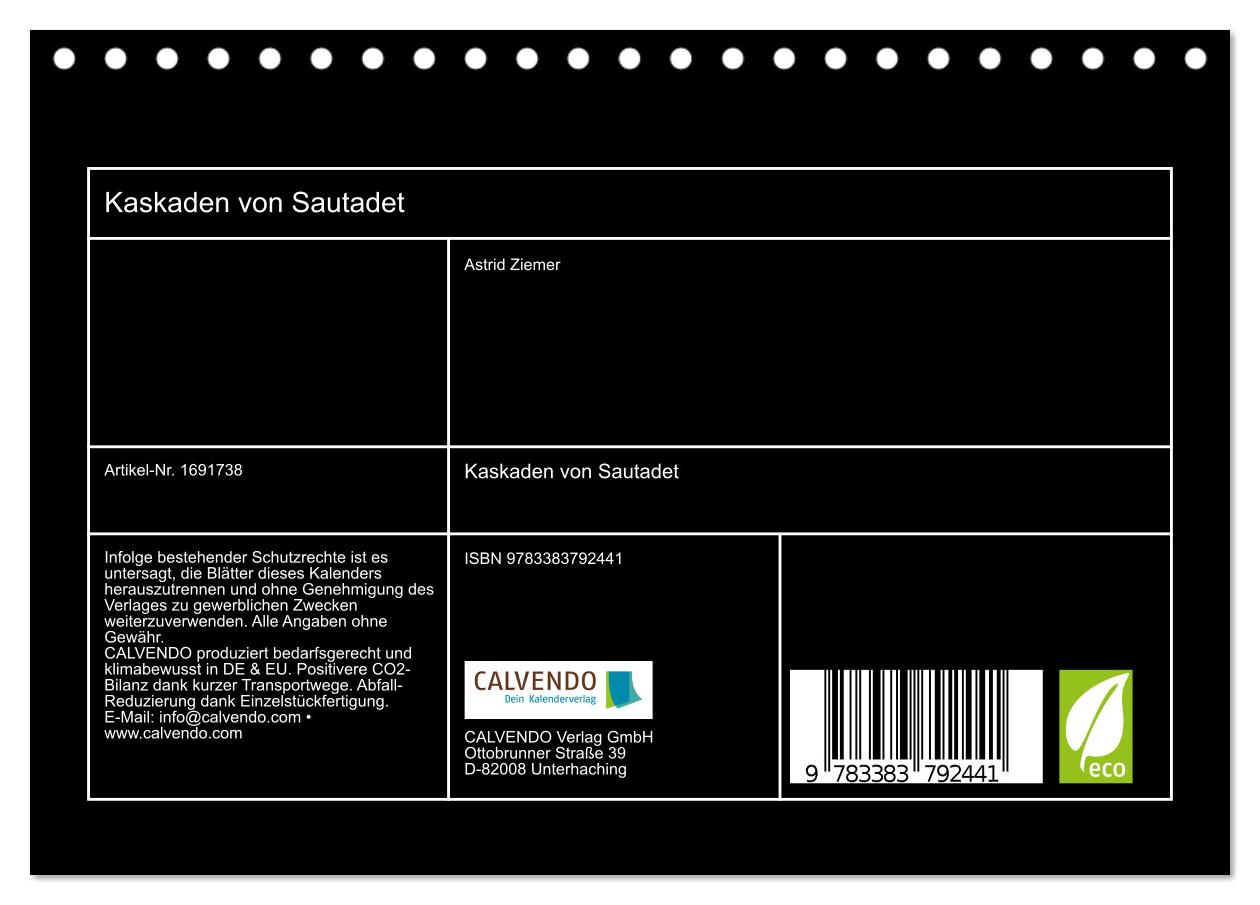 Beispielinhalt (Bild) Kaskaden von Sautadet (Tischkalender 2025 DIN A5 quer), CALVENDO Monatskalender