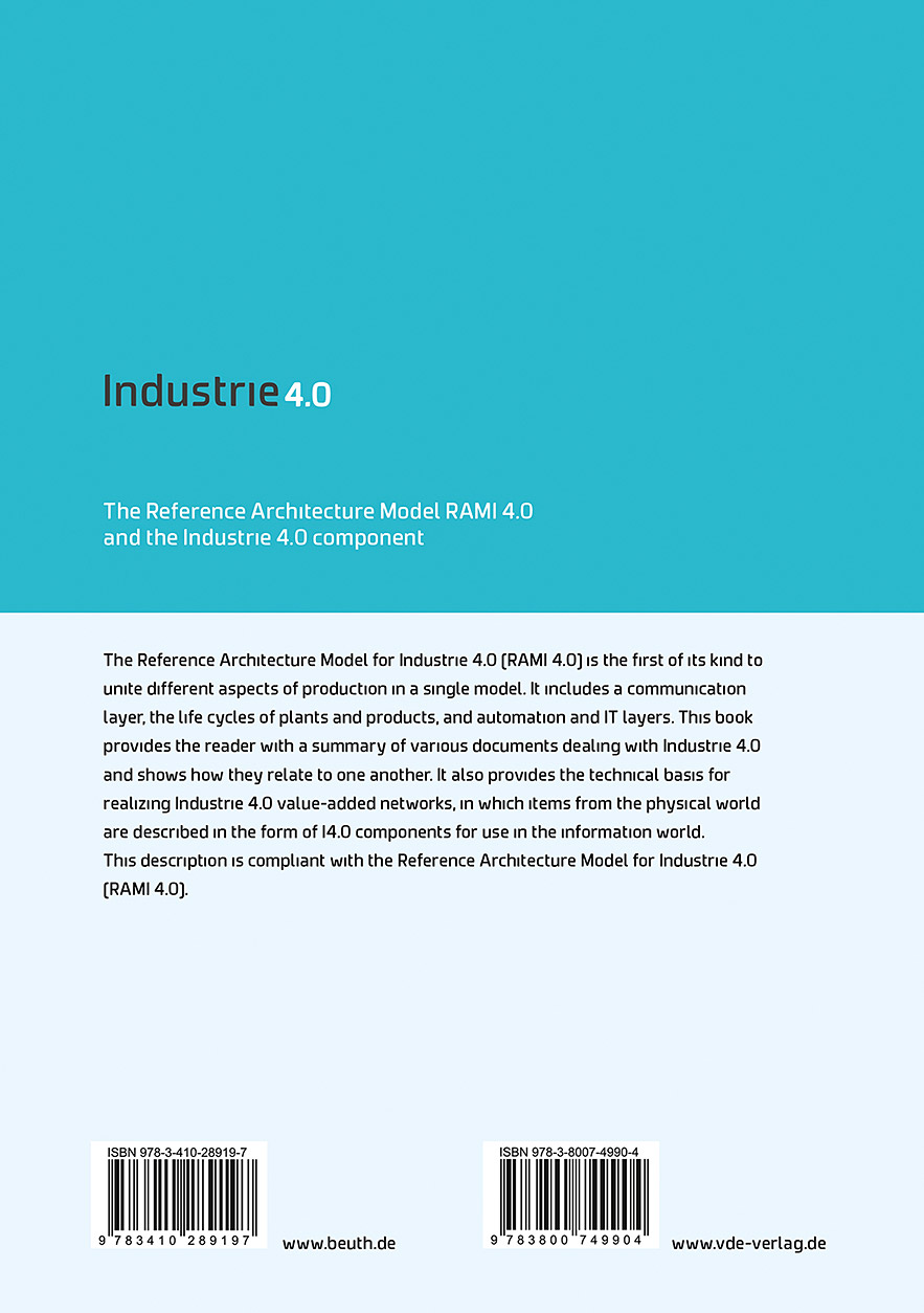 Rückseitencover The Reference Architecture Model RAMI 4.0 and the Industrie 4.0 component