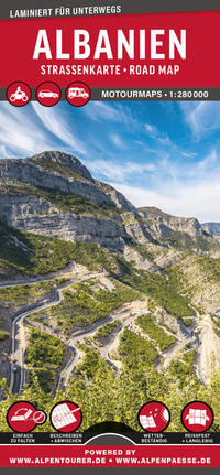 Vorderes Coverbild MoTourMaps Albanien Auto- und Motorradkarte 1:280.000