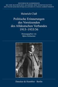 Vorderes Coverbild Politische Erinnerungen des Vorsitzenden des Alldeutschen Verbandes 1915–1933-36.