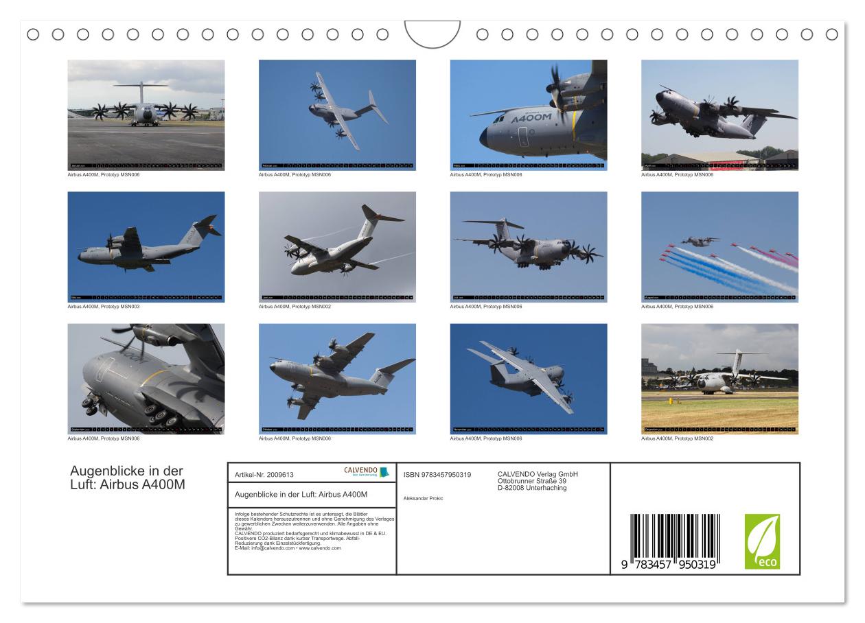 Beispielinhalt (Bild) Augenblicke in der Luft: Airbus A400M (Wandkalender 2026 DIN A4 quer), CALVENDO Monatskalender