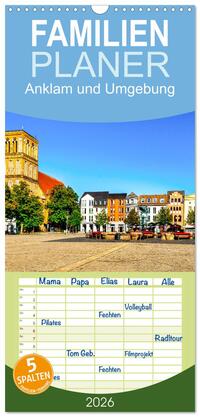 Vorderes Coverbild Familienplaner 2026 - Anklam und Umgebung mit 5 Spalten (Wandkalender, 21 x 45 cm) CALVENDO