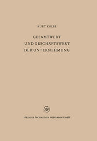 Vorderes Coverbild Gesamtwert und Geschäftswert der Unternehmung