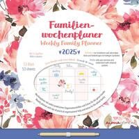 Vorderes Coverbild Alpha Edition - Familien Wochenkalender Flowers 2025, 30,5x30,5cm, Wochenplaner mit 6 Spalten für Termine, Tasche für lose Notizen, Kalenderwochen, internationales Kalendarium