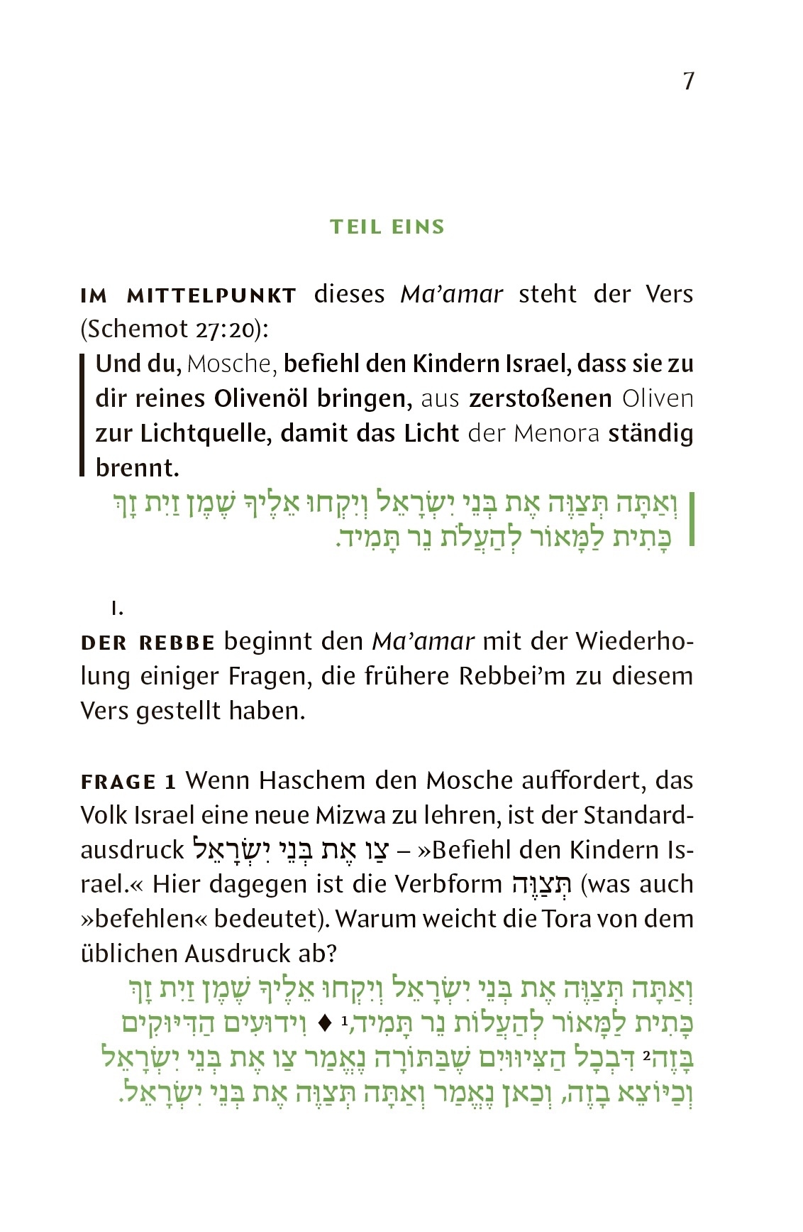 Beispielinhalt (Bild) Ma'amar Chassidut WeAta Tezawe