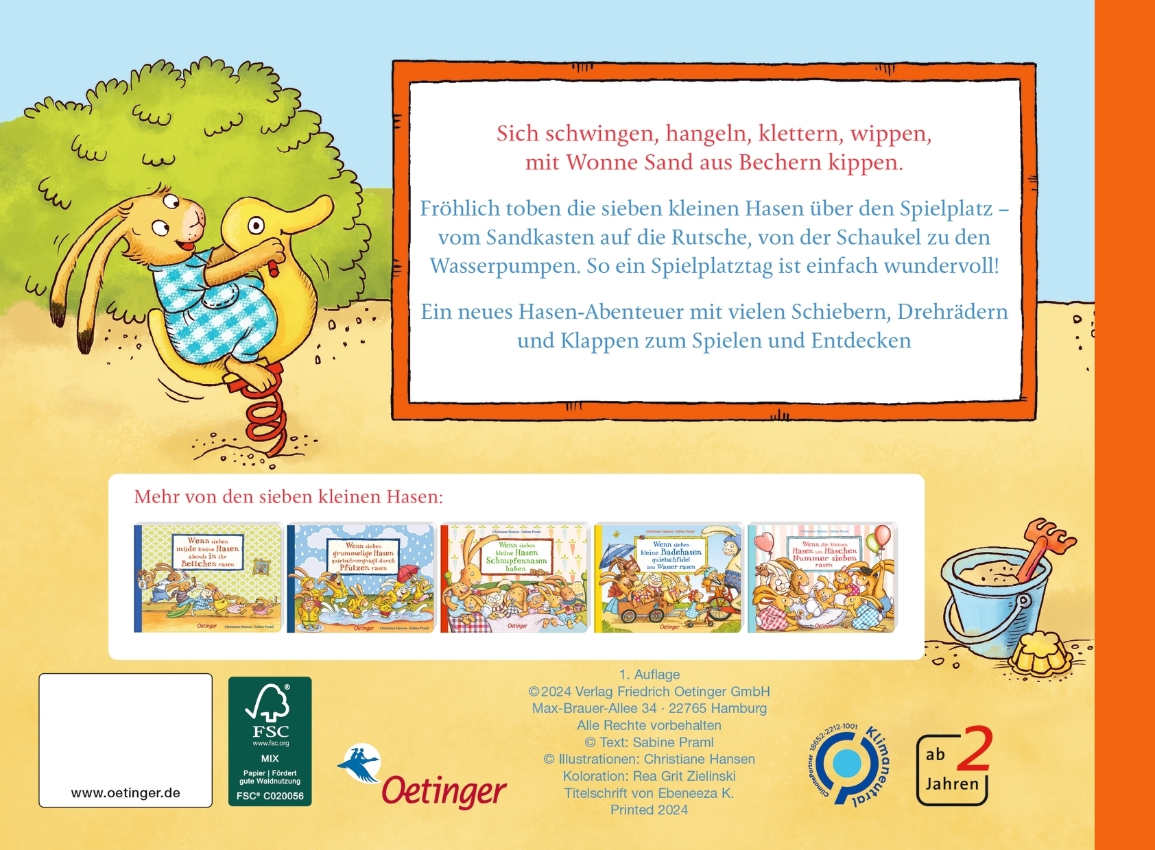 Rückseitencover Wenn sieben kleine Hasen tobend übern Spielplatz rasen
