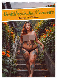 Vorderes Coverbild Verführerische Momente - Kurven und Tattoos (Wandkalender 2026 DIN A2 hoch), CALVENDO Monatskalender
