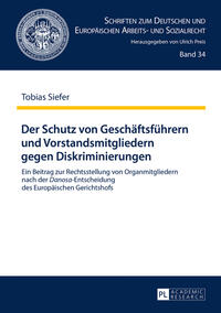 Vorderes Coverbild Der Schutz von Geschäftsführern und Vorstandsmitgliedern gegen Diskriminierungen