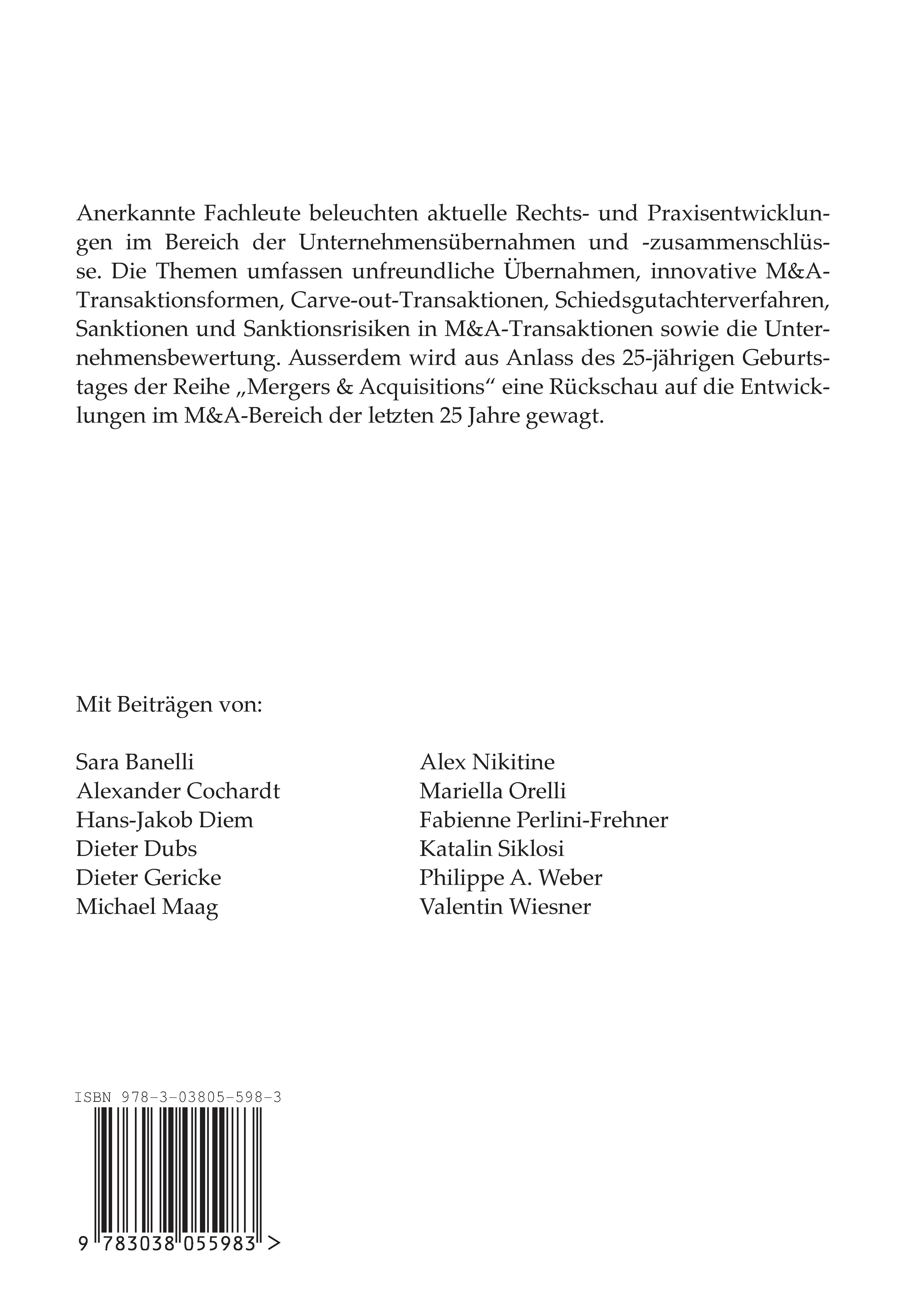 Rückseitencover Neueste M&A-Entwicklungen - von Fachleuten kommentiert