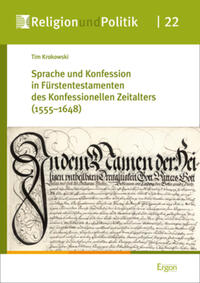 Vorderes Coverbild Sprache und Konfession in Fürstentestamenten des Konfessionellen Zeitalters (1555–1648)