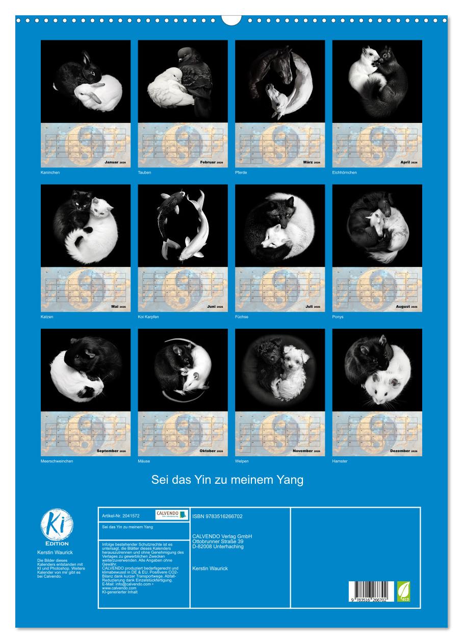 Beispielinhalt (Bild) Sei das Yin zu meinem Yang (Wandkalender 2026 DIN A2 hoch), CALVENDO Monatskalender