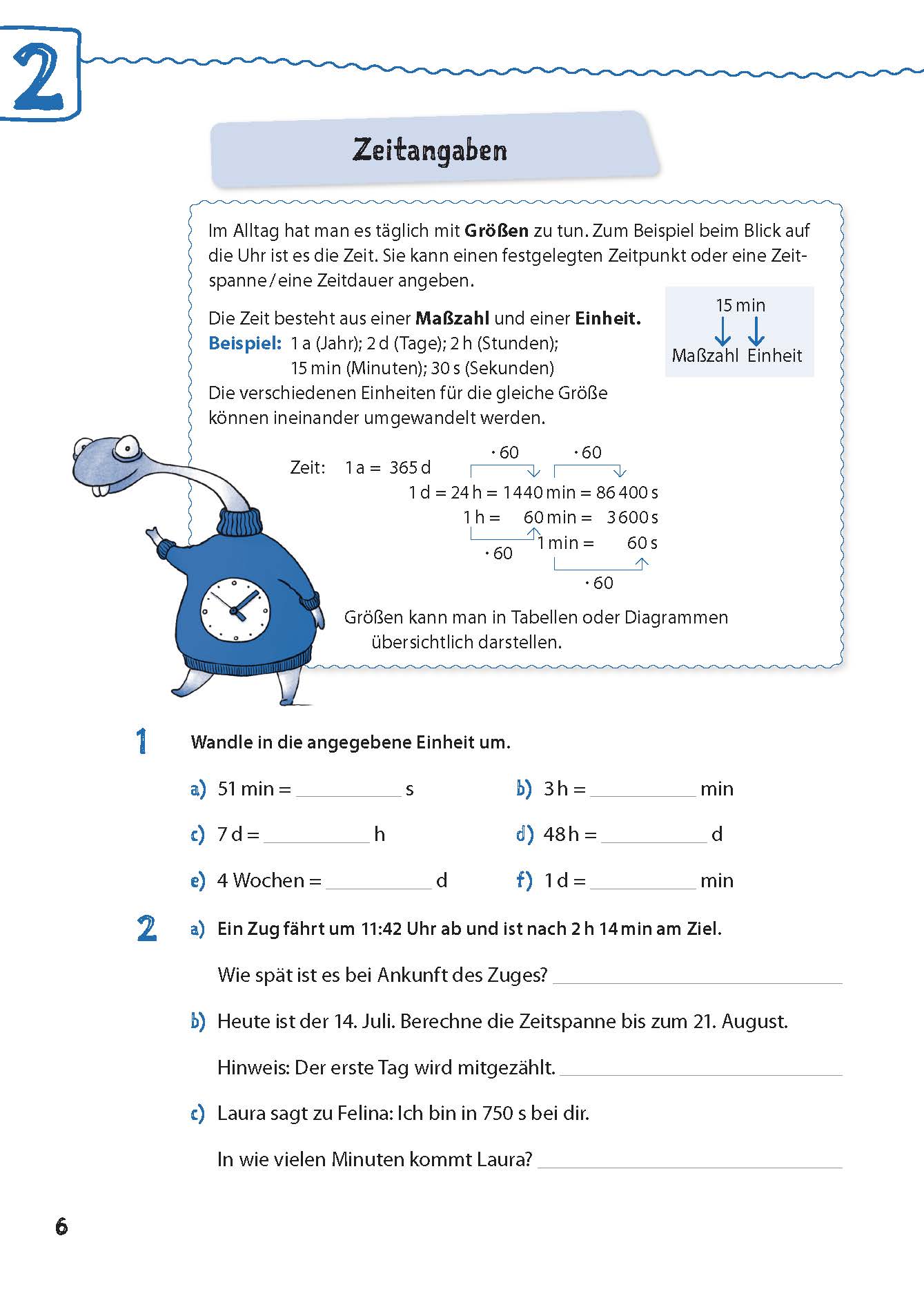 Beispielinhalt (Bild) Mathe in 15 Min - Größen und Textaufgaben 5./6. Klasse