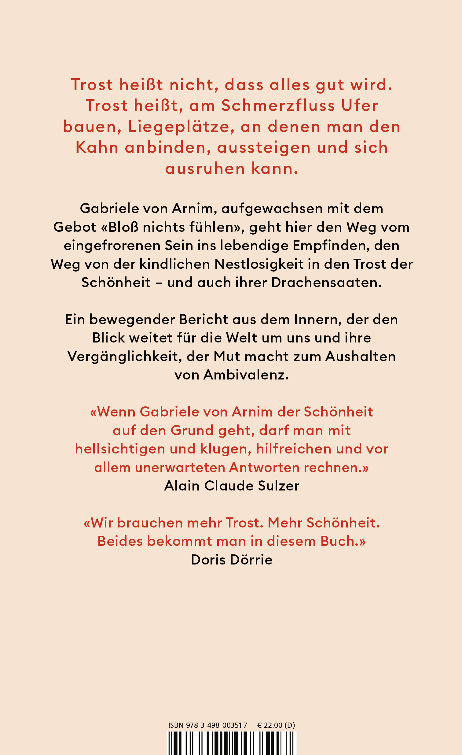 Rückseitencover Der Trost der Schönheit